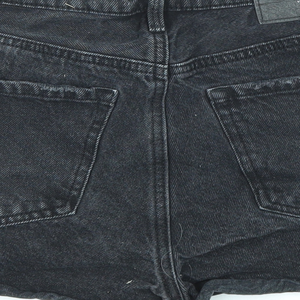 Stradivarius Womens Black Cotton Cut-Off Shorts Size 10 Regular Zip