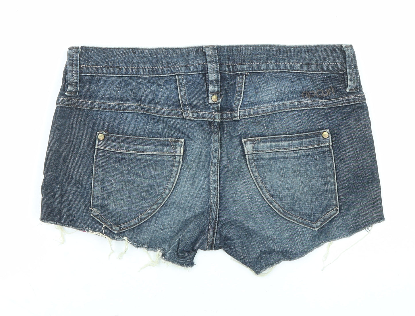 RIP CURL Womens Blue Cotton Cut-Off Shorts Size 29 in L3 in Regular Zip - Distressed Denim