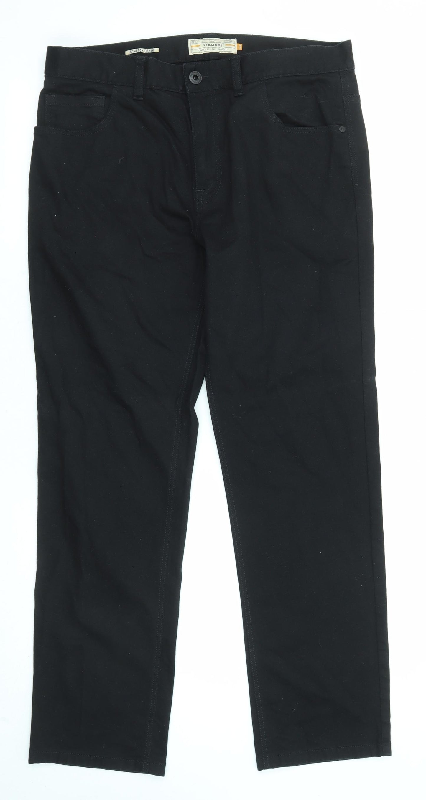 NEXT Mens Black Cotton Straight Jeans Size 34 in L31 in Regular Zip