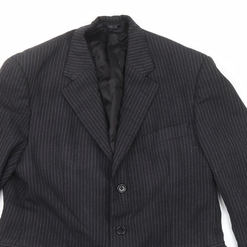 Aquascutum Mens Black Striped Wool Jacket Suit Jacket Size 40 Regular