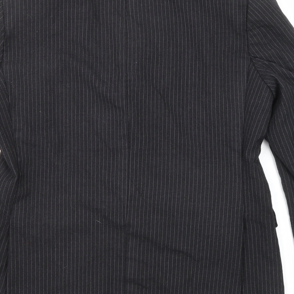 Aquascutum Mens Black Striped Wool Jacket Suit Jacket Size 40 Regular