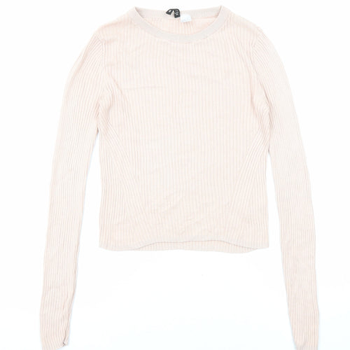 Divided by H&M Womens Pink Crew Neck Acrylic Pullover Jumper Size S