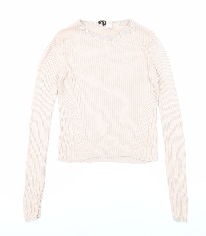 Divided by H&M Womens Pink Crew Neck Acrylic Pullover Jumper Size S