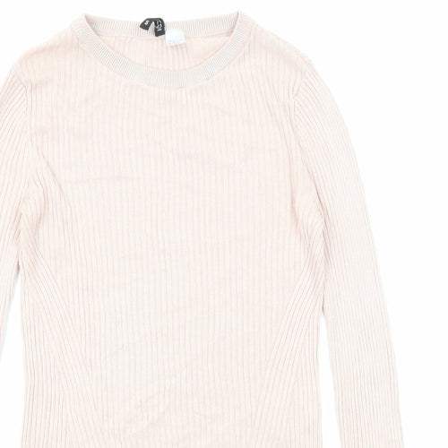 Divided by H&M Womens Pink Crew Neck Acrylic Pullover Jumper Size S