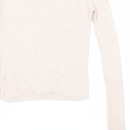 Divided by H&M Womens Pink Crew Neck Acrylic Pullover Jumper Size S