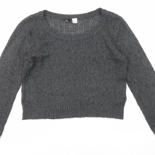 Divided by H&M Womens Grey Round Neck Acrylic Pullover Jumper Size 6