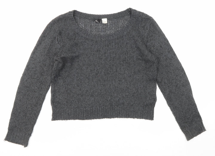 Divided by H&M Womens Grey Round Neck Acrylic Pullover Jumper Size 6