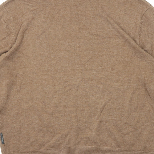 French Connection Mens Brown Roll Neck Acrylic Pullover Jumper Size L Long Sleeve