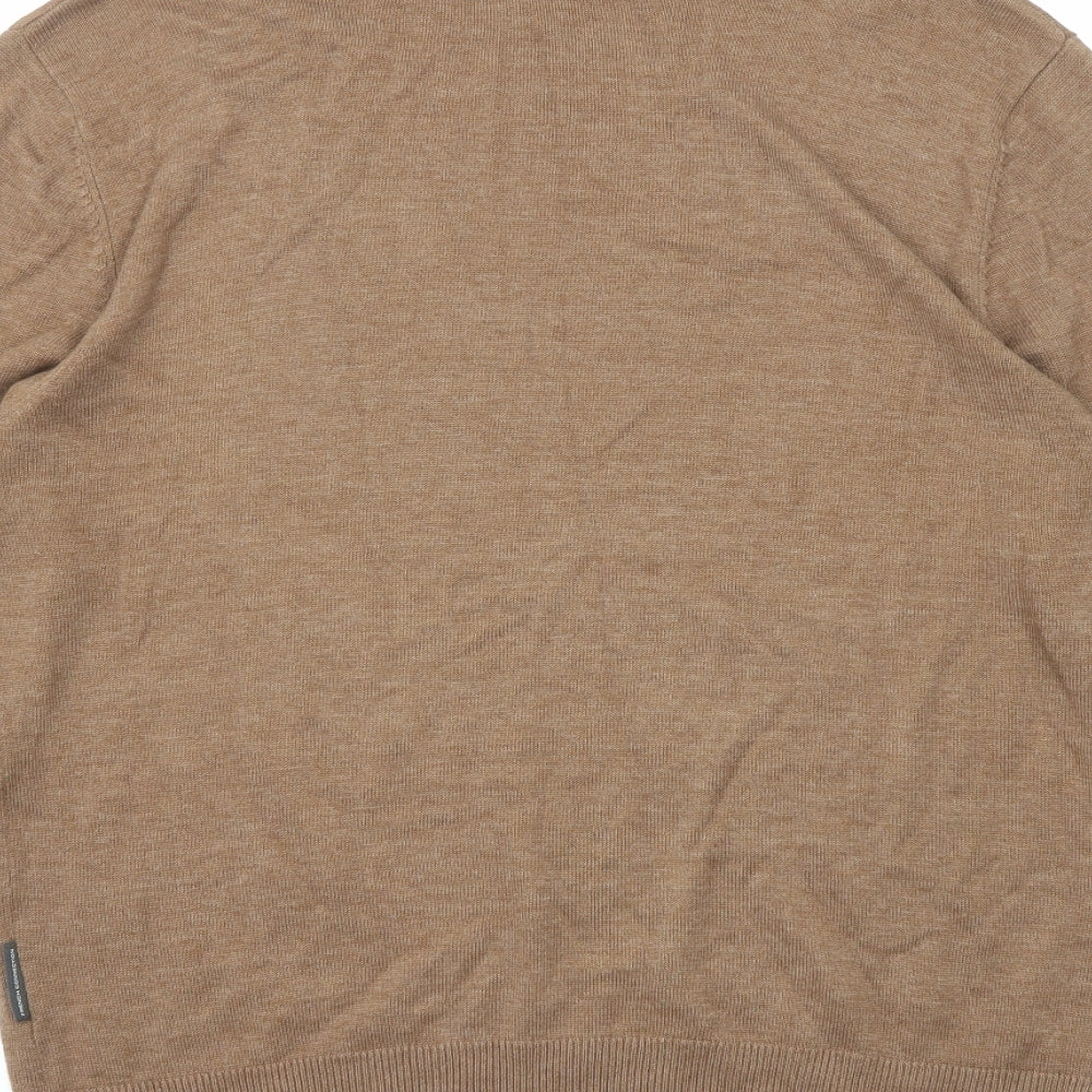 French Connection Mens Brown Roll Neck Acrylic Pullover Jumper Size L Long Sleeve