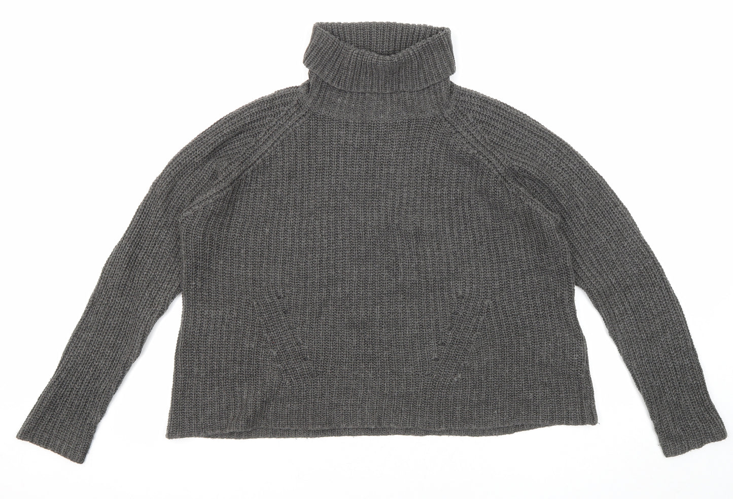 Jacqueline De Yong Womens Grey Roll Neck Acrylic Pullover Jumper Size M