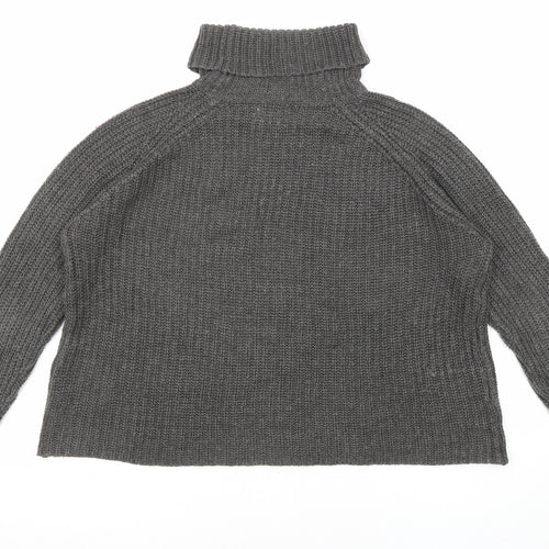 Jacqueline De Yong Womens Grey Roll Neck Acrylic Pullover Jumper Size M