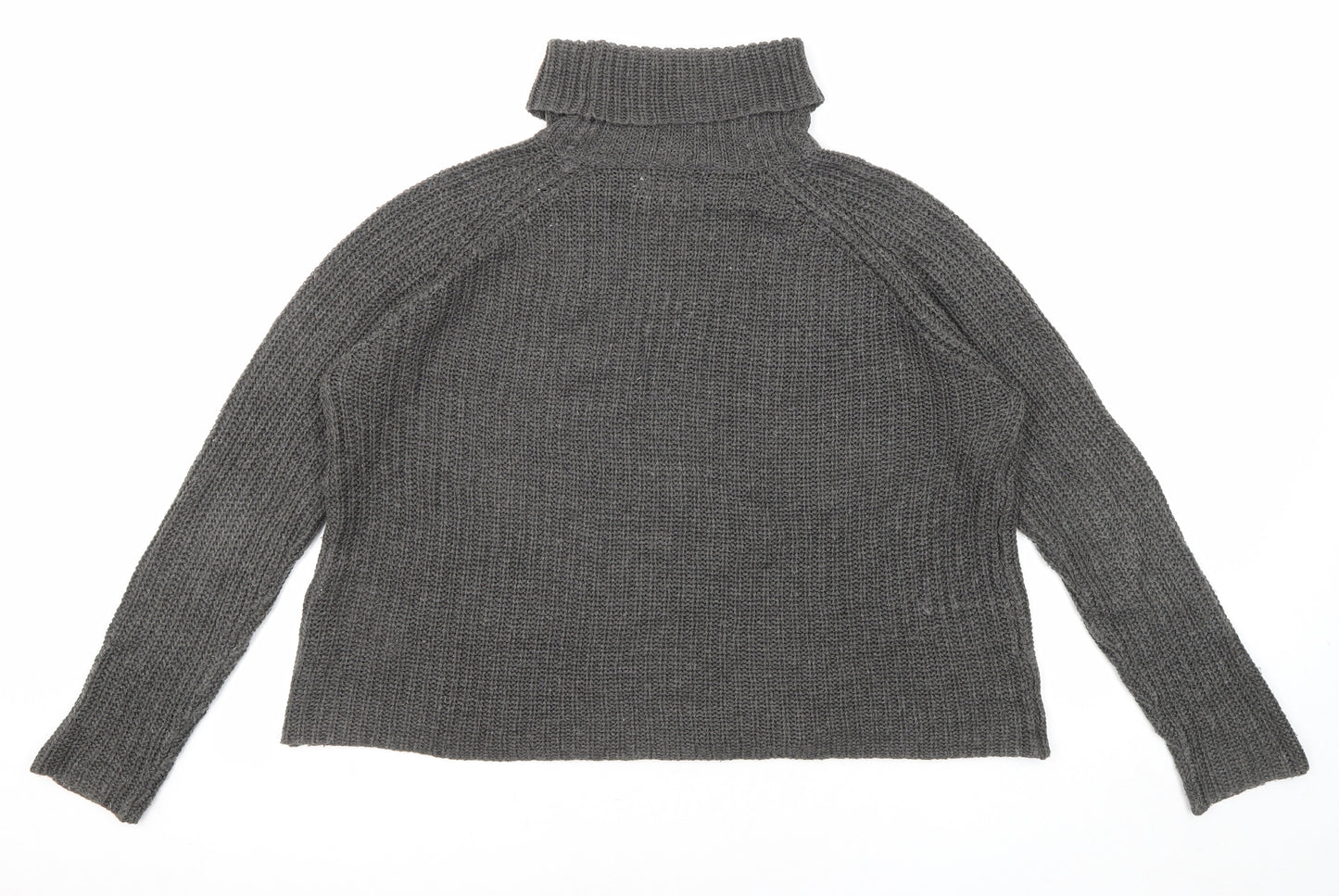 Jacqueline De Yong Womens Grey Roll Neck Acrylic Pullover Jumper Size M