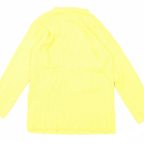 Marks and Spencer Womens Yellow Mock Neck Viscose Pullover Jumper Size M - Ribbed