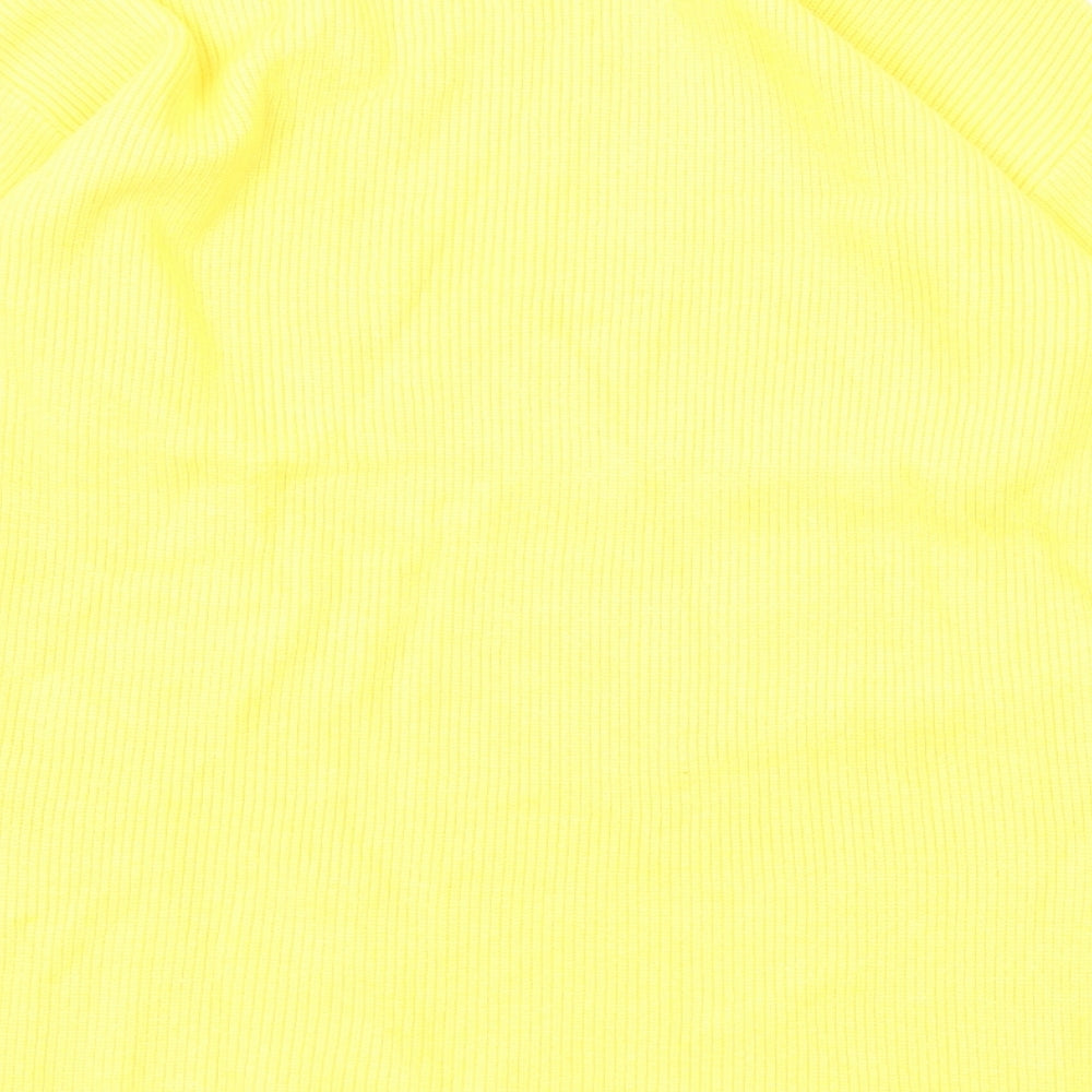Marks and Spencer Womens Yellow Mock Neck Viscose Pullover Jumper Size M - Ribbed