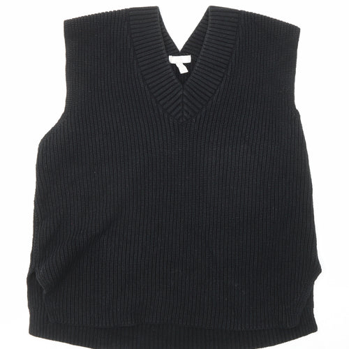 H&M Womens Black V-Neck Cotton Vest Jumper Size M