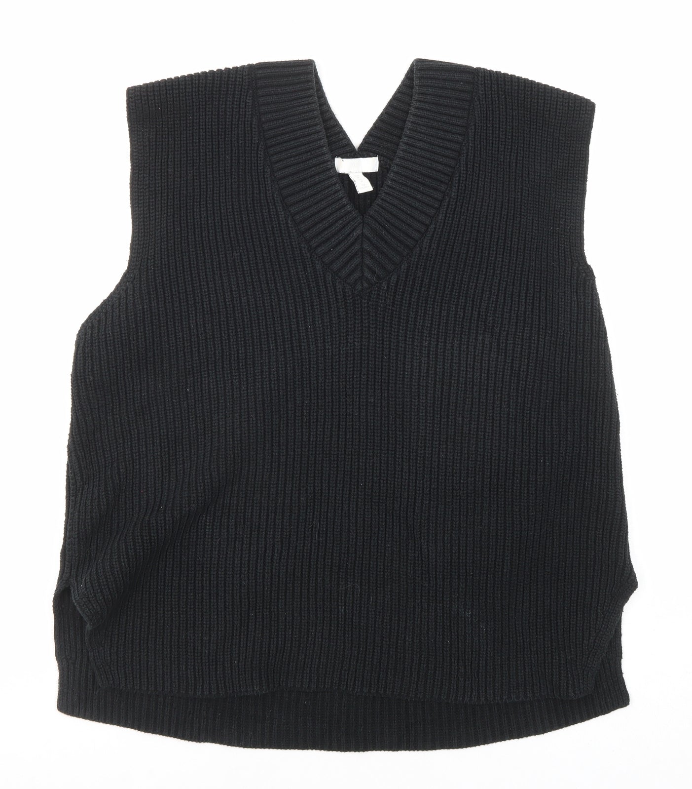 H&M Womens Black V-Neck Cotton Vest Jumper Size M