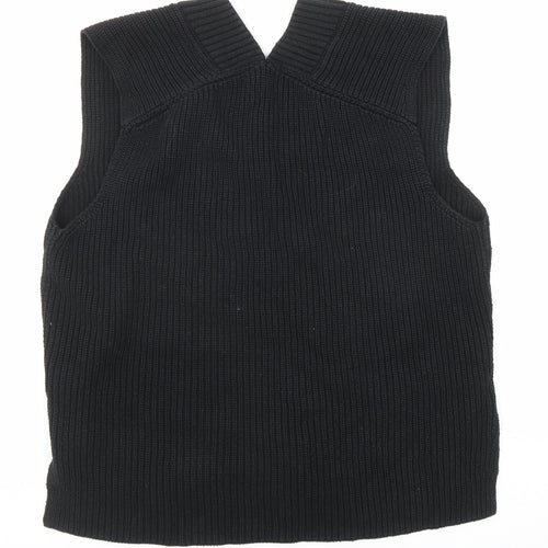 H&M Womens Black V-Neck Cotton Vest Jumper Size M