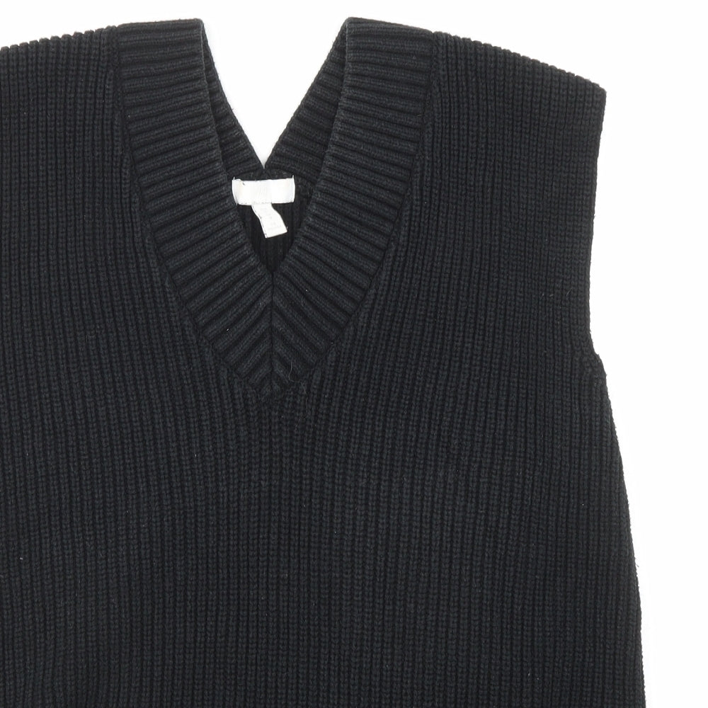 H&M Womens Black V-Neck Cotton Vest Jumper Size M