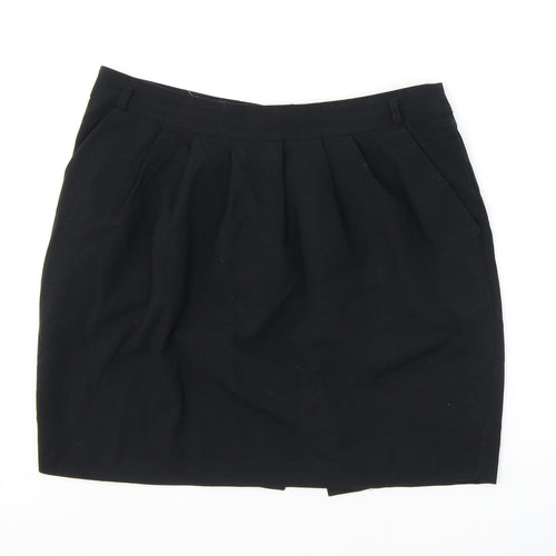 IA Moda Womens Black Polyester A-Line Skirt Size 14 Zip