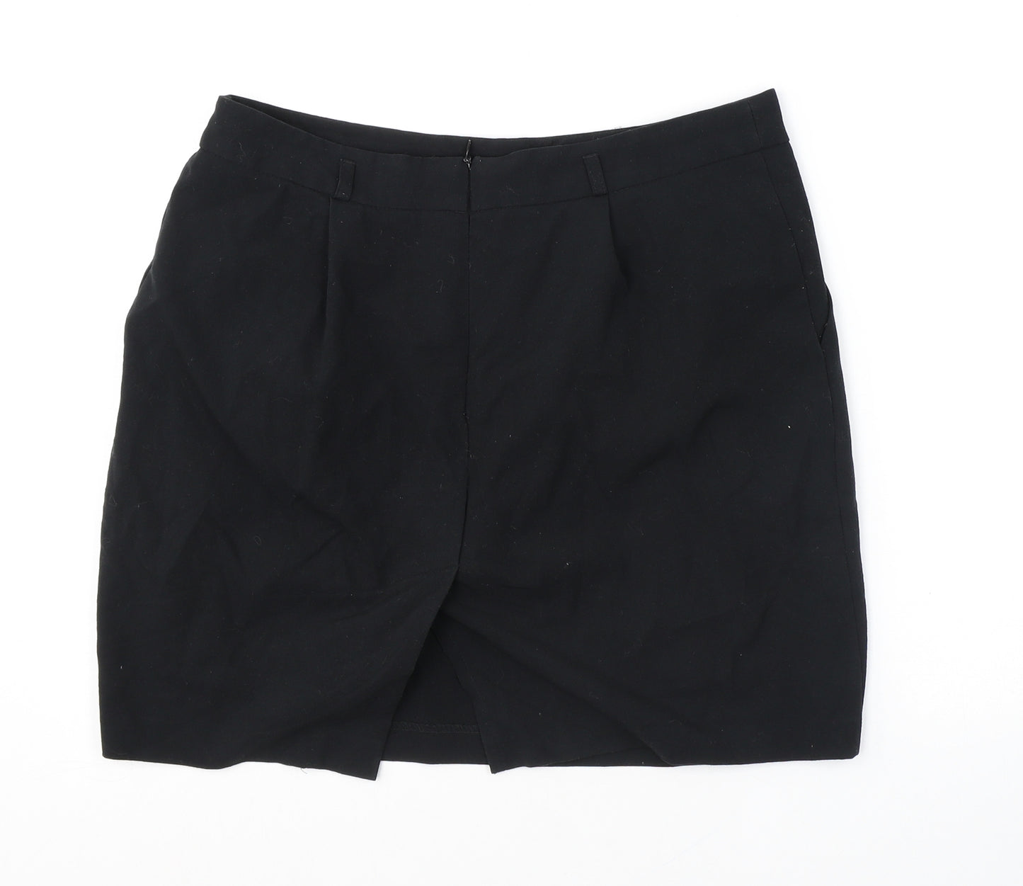 IA Moda Womens Black Polyester A-Line Skirt Size 14 Zip