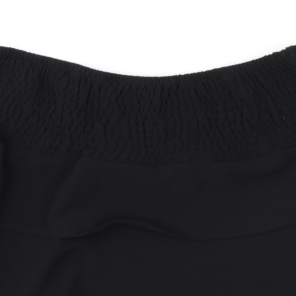 VERO MODA Womens Black Polyester Skater Skirt Size S