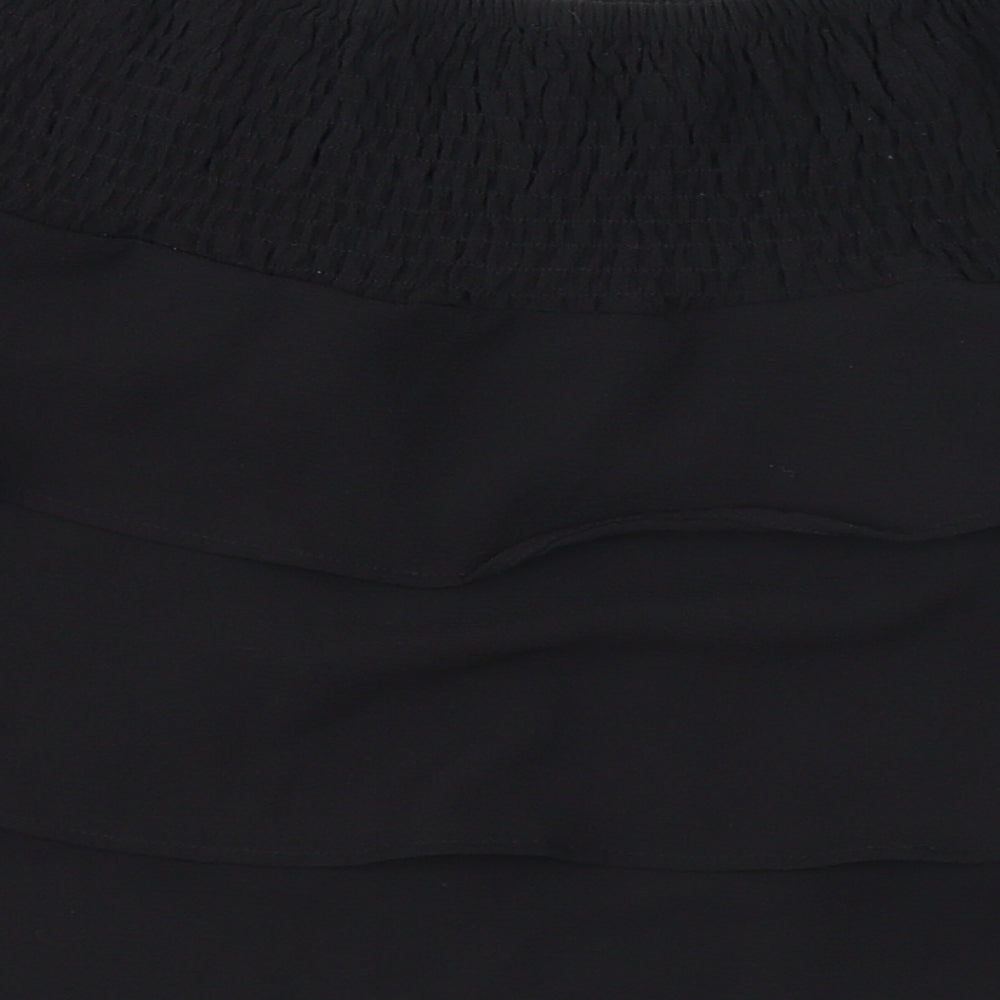 VERO MODA Womens Black Polyester Skater Skirt Size S