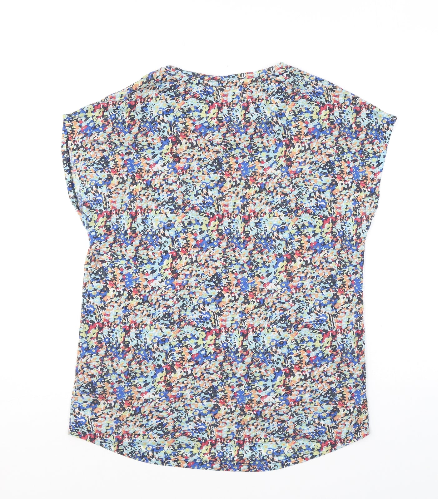 GOODMOVE Womens Multicoloured Geometric Polyester Basic T-Shirt Size 14 Crew Neck