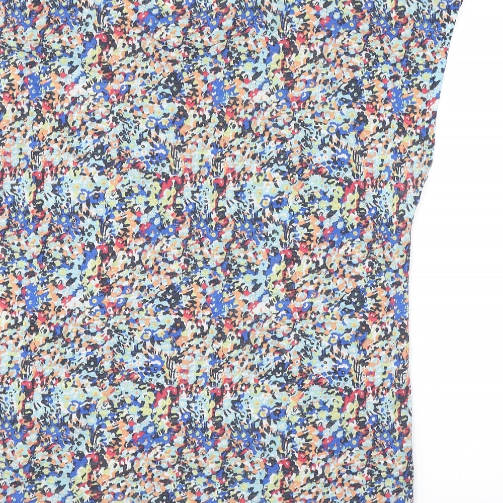 GOODMOVE Womens Multicoloured Geometric Polyester Basic T-Shirt Size 14 Crew Neck