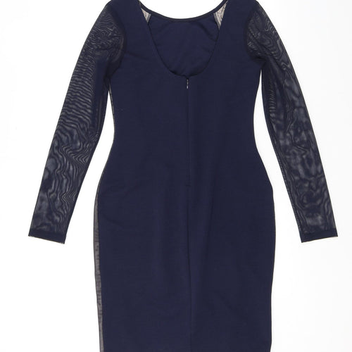 Lipsy Womens Blue Geometric Polyester Shift Size 12 Round Neck Pullover