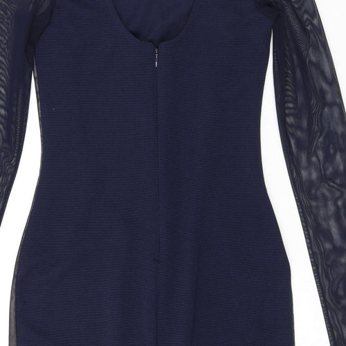 Lipsy Womens Blue Geometric Polyester Shift Size 12 Round Neck Pullover