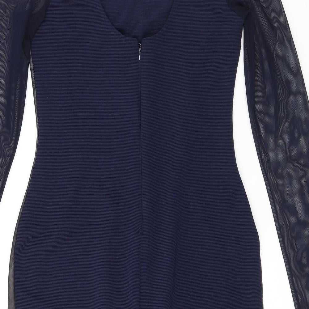 Lipsy Womens Blue Geometric Polyester Shift Size 12 Round Neck Pullover