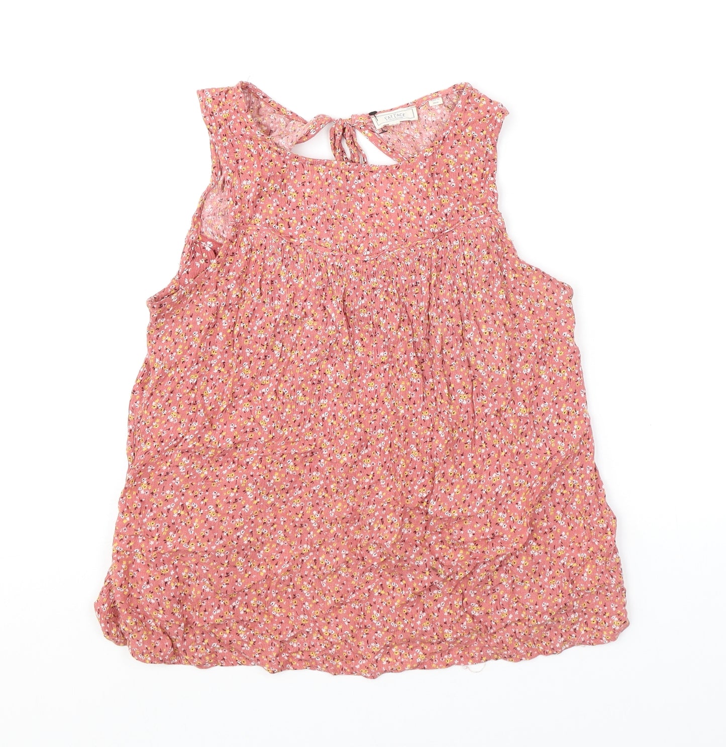 Fat Face Womens Pink Floral Viscose Basic Tank Size 8 Boat Neck