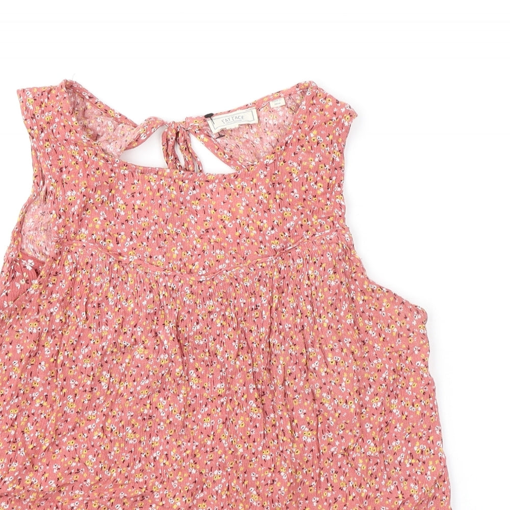 Fat Face Womens Pink Floral Viscose Basic Tank Size 8 Boat Neck