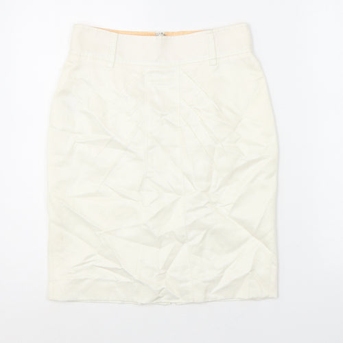 Jesire Womens White Linen Straight & Pencil Skirt Size 4 Zip