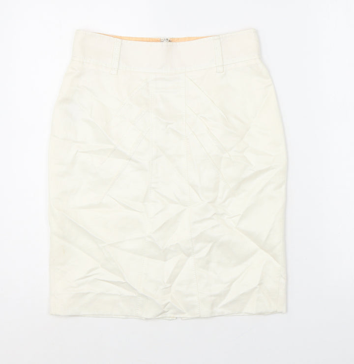 Jesire Womens White Linen Straight & Pencil Skirt Size 4 Zip