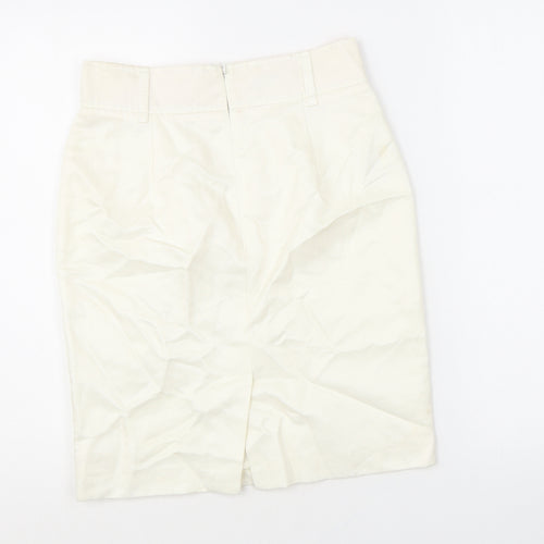 Jesire Womens White Linen Straight & Pencil Skirt Size 4 Zip