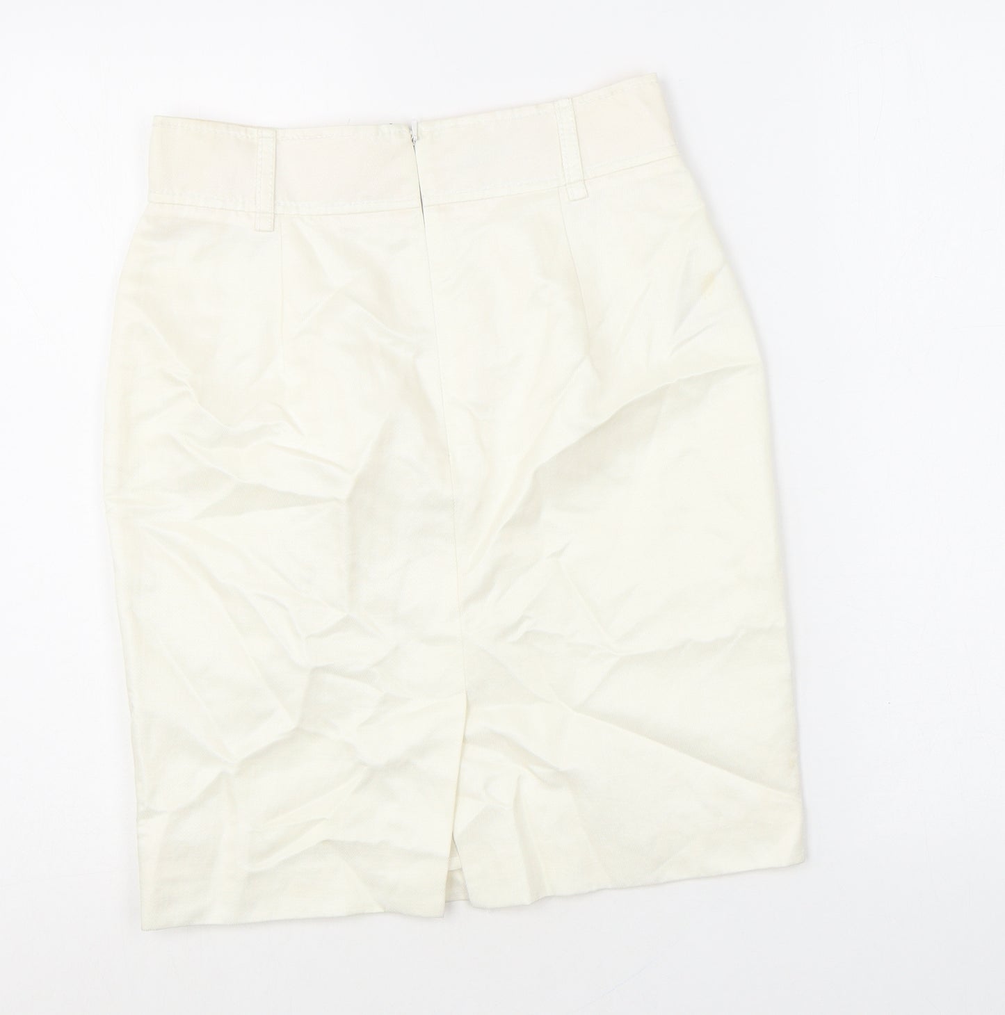 Jesire Womens White Linen Straight & Pencil Skirt Size 4 Zip