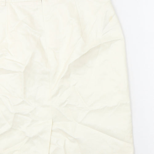 Jesire Womens White Linen Straight & Pencil Skirt Size 4 Zip