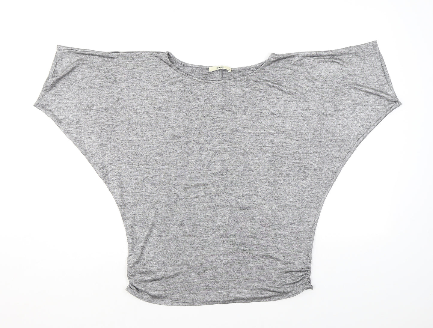 Oasis Womens Grey Polyester Basic T-Shirt Size 8 Boat Neck