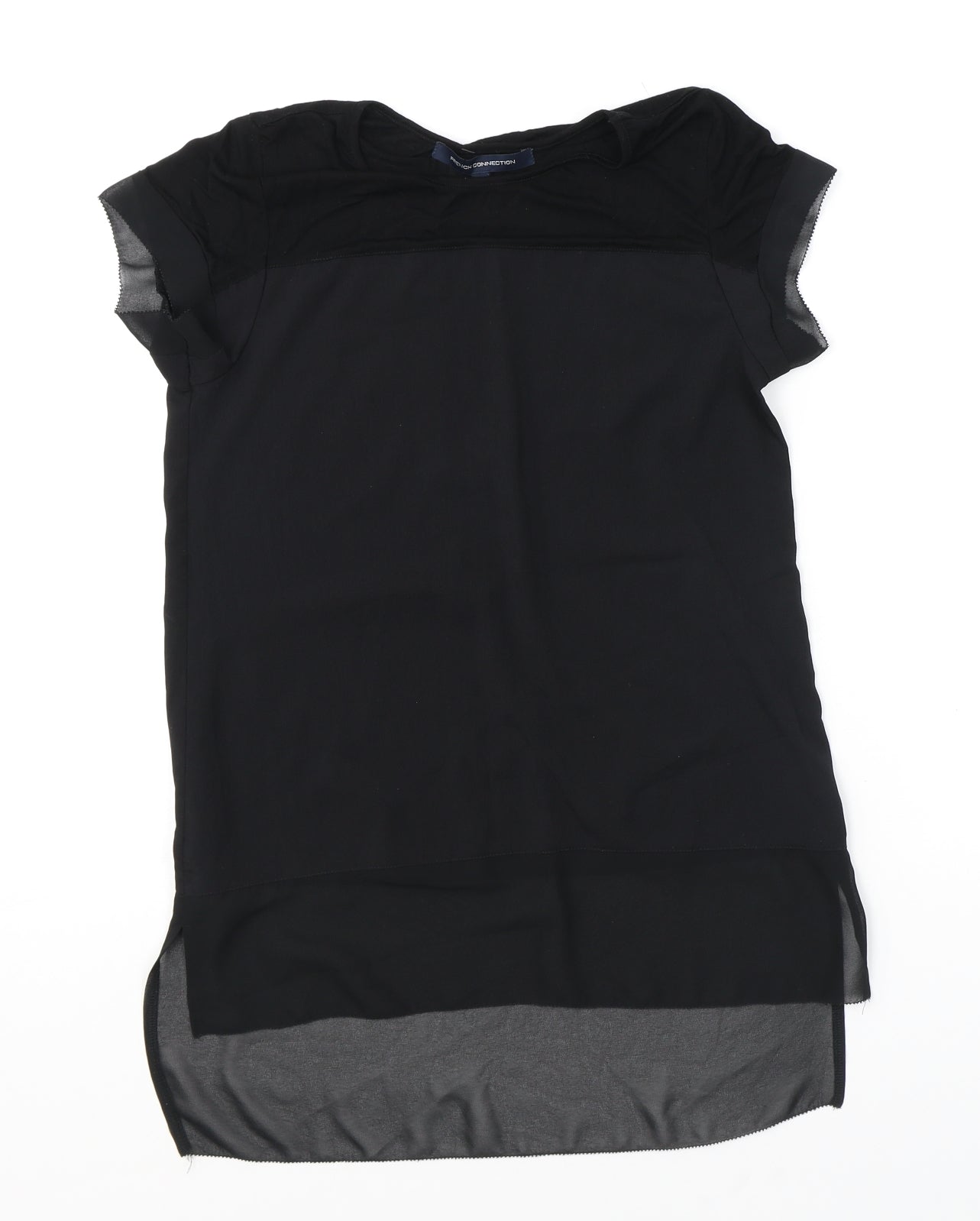 French Connection Womens Black Polyester Tunic Blouse Size XS Round Neck