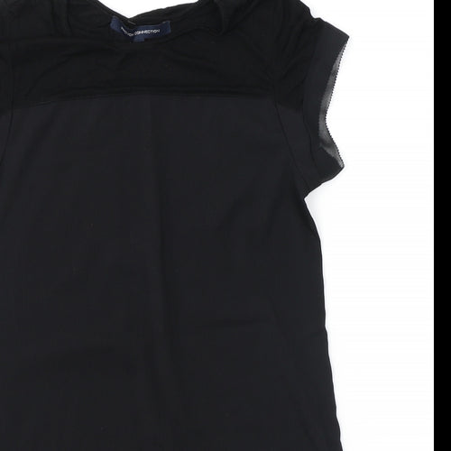 French Connection Womens Black Polyester Tunic Blouse Size XS Round Neck