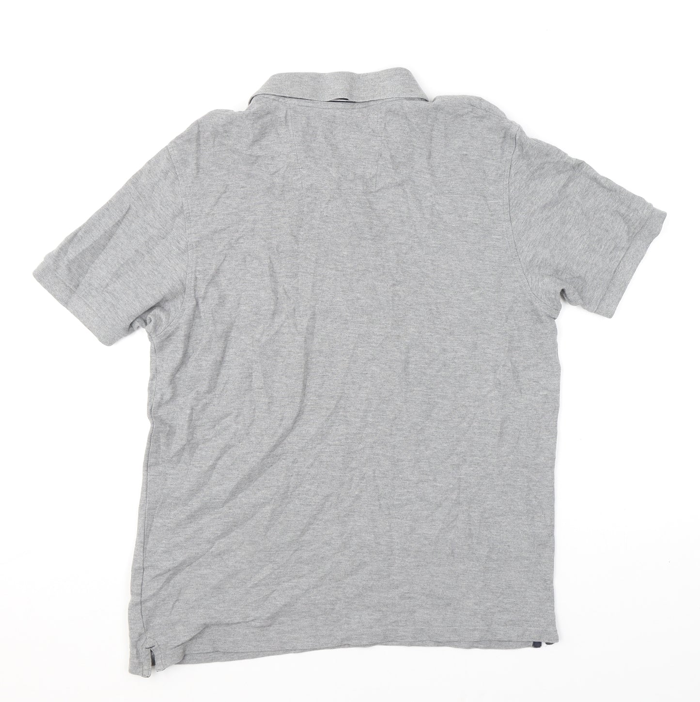 Marks and Spencer Mens Grey 100% Cotton Polo Size M Collared Button