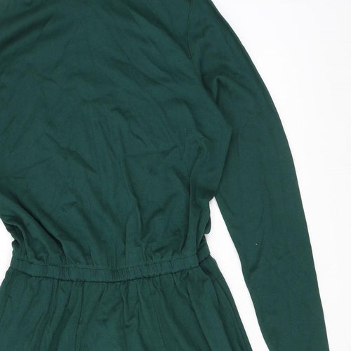 Lands' End Womens Green 100% Cotton A-Line Size 14 Mock Neck Pullover - Size 14-16