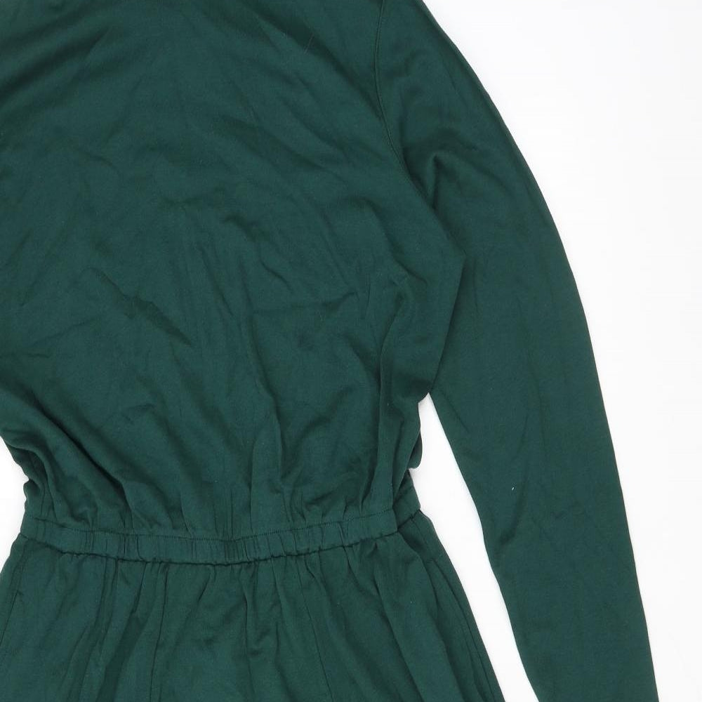 Lands' End Womens Green 100% Cotton A-Line Size 14 Mock Neck Pullover - Size 14-16