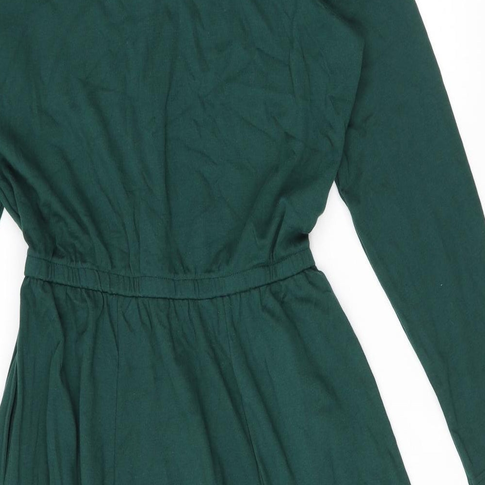 Lands' End Womens Green 100% Cotton A-Line Size 14 Mock Neck Pullover - Size 14-16