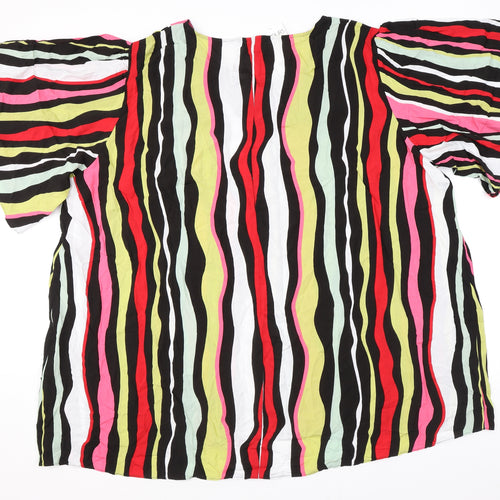 Yours Womens Multicoloured Striped Viscose Basic Blouse Size 30 V-Neck - Size 30-32