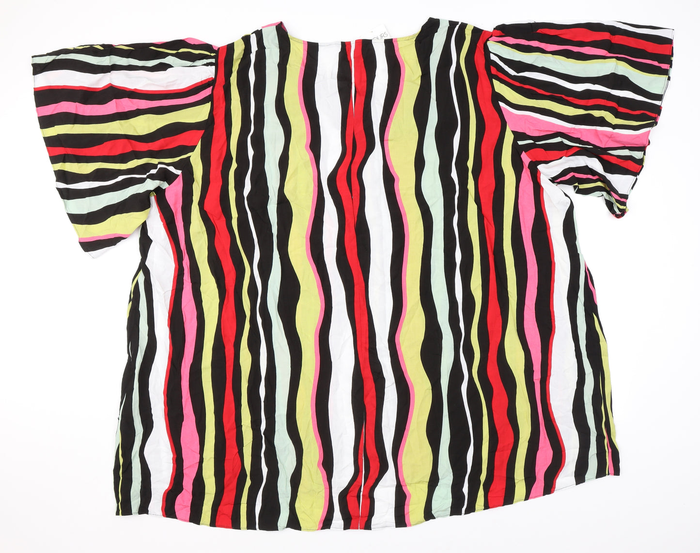 Yours Womens Multicoloured Striped Viscose Basic Blouse Size 30 V-Neck - Size 30-32