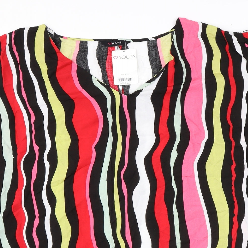 Yours Womens Multicoloured Striped Viscose Basic Blouse Size 30 V-Neck - Size 30-32
