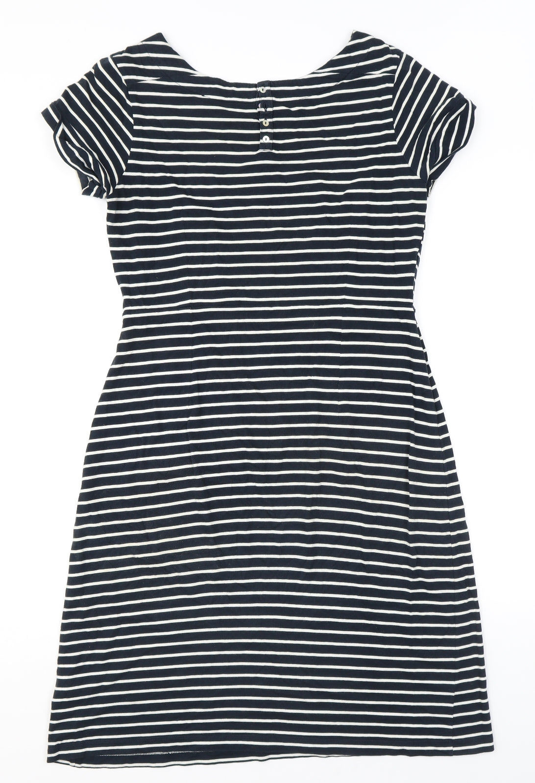 White Stuff Womens Black Striped 100% Cotton T-Shirt Dress Size 14 Round Neck Pullover