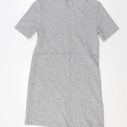Zara Womens Grey Polyester A-Line Size S Mock Neck Pullover